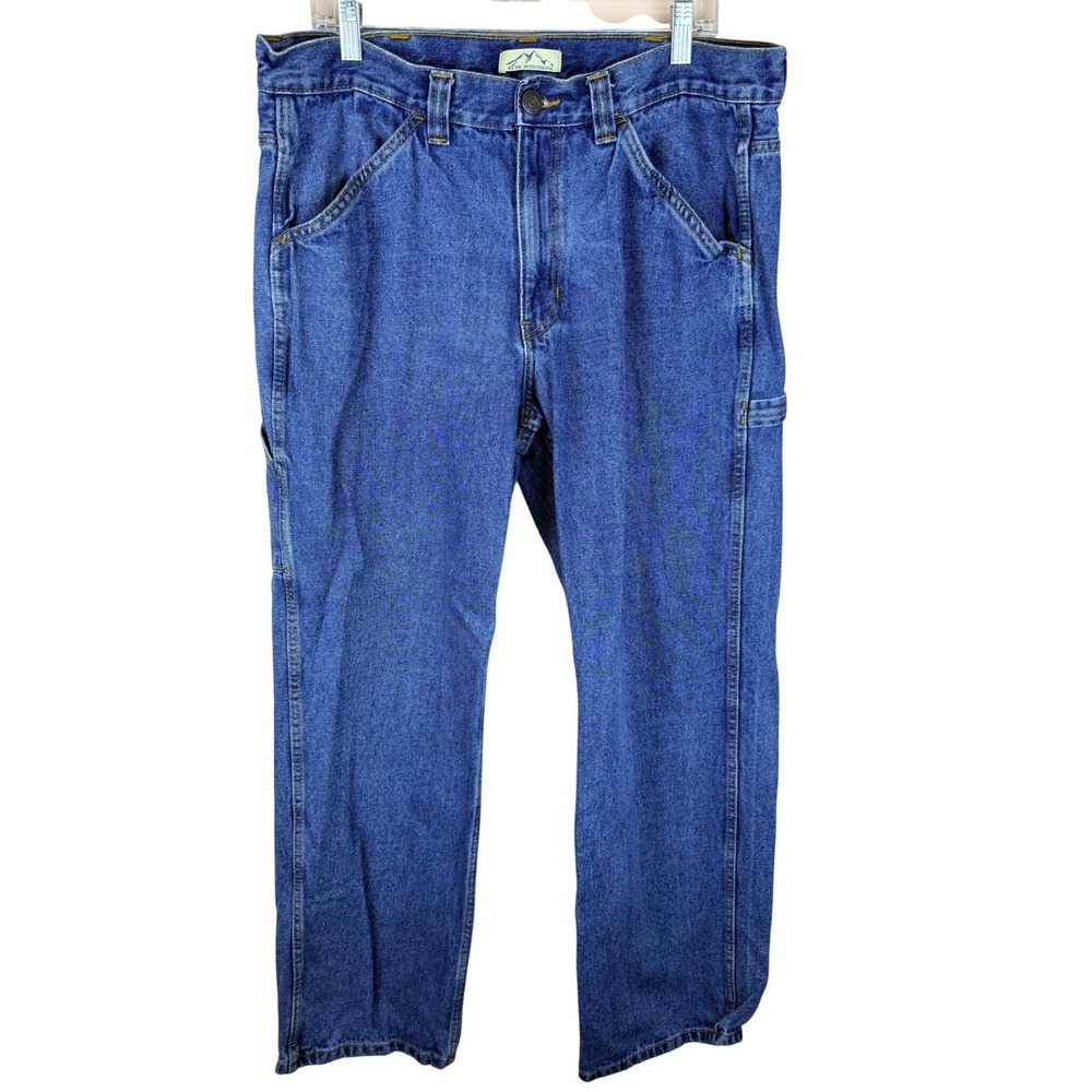 Blue Mountain Mens Carpenter Jeans Blue Denim Utility Work Pants 38x34